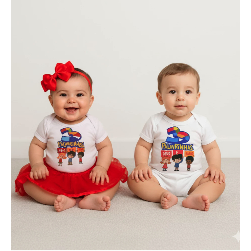 Body bebê Temático/ Body Infantil "3 Palavrinhas" em Oferta na Shopee