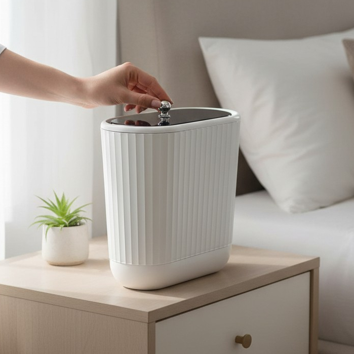 Lixeira Plástica Minimalista 4L ou 8L | Tampa Dupla, Ventosas Suporte Pendurar Cozinha Sala Moderna em Oferta na Shopee