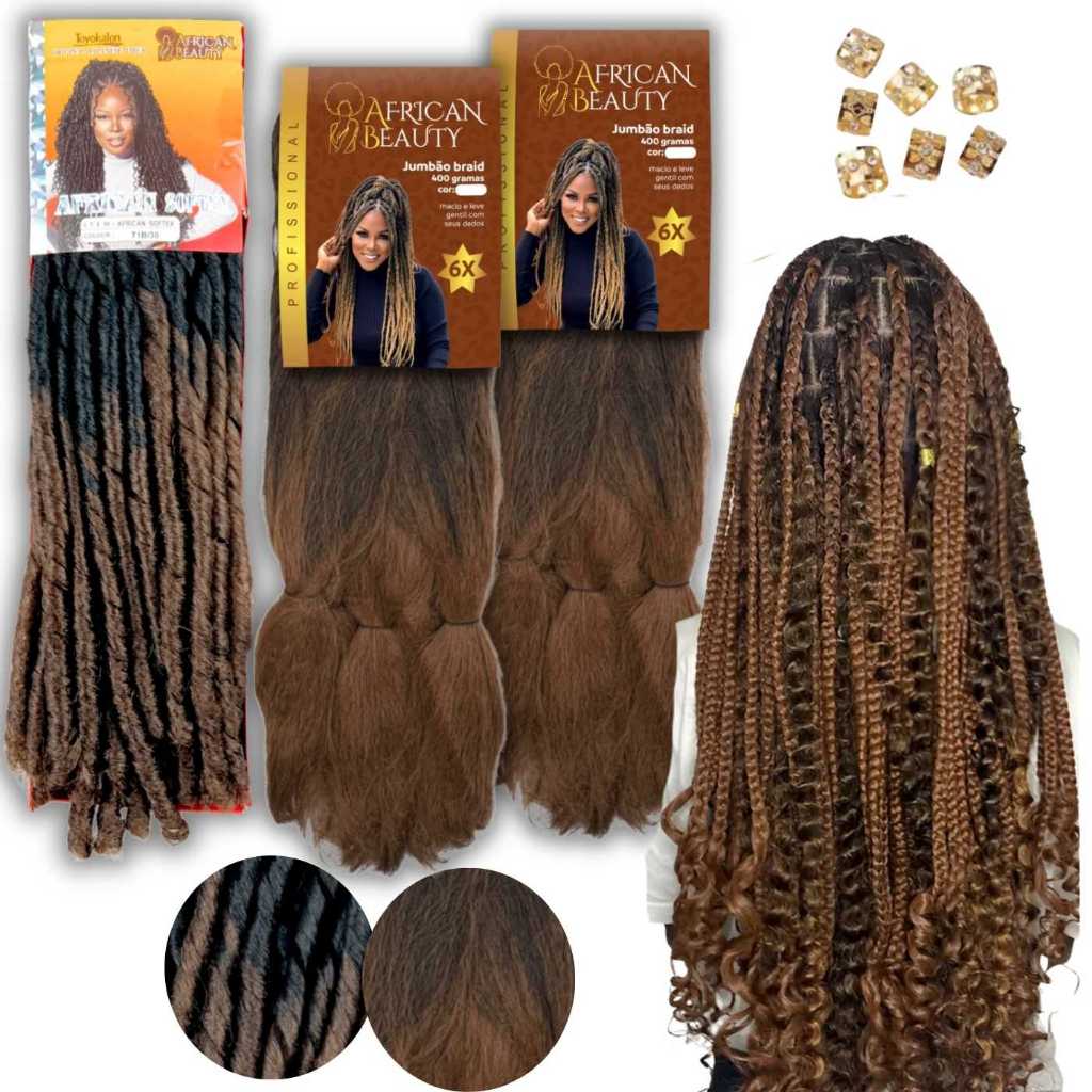Kit Gypsy Braids 2 Jumbo African + 1 Nina Softex 70g Trança