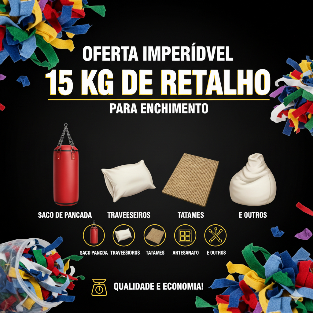 15 KILOS DE RETALHO PARA ENCHIMENTOS E ARTESANATOS em Oferta na Shopee
