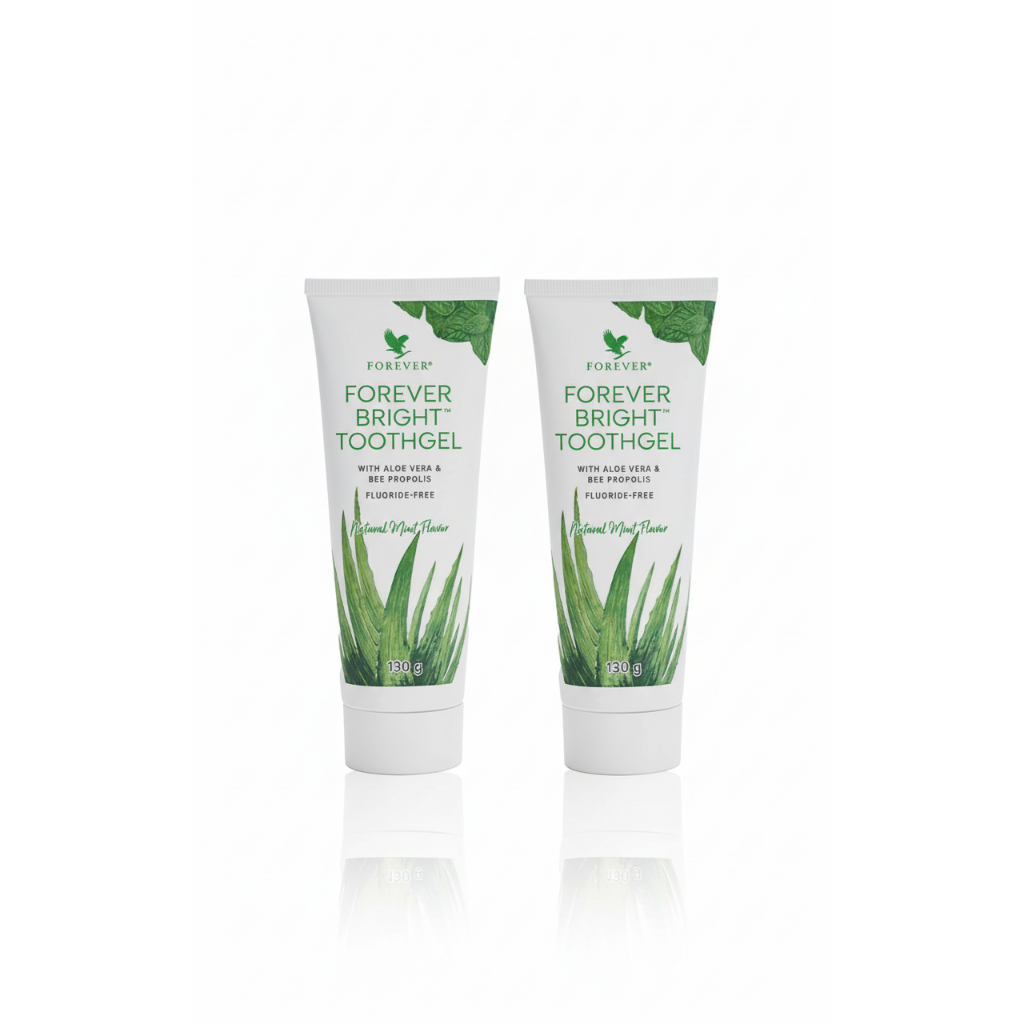 02 Creme Gel Dental Babosa Aloe Vera Forever Bright Toothgel Pasta Natural Sem Flúor