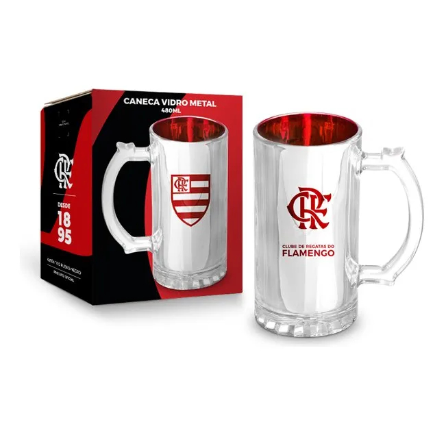 CANECA VIDRO METALIC TIMES - FLAMENGO em Oferta na Shopee