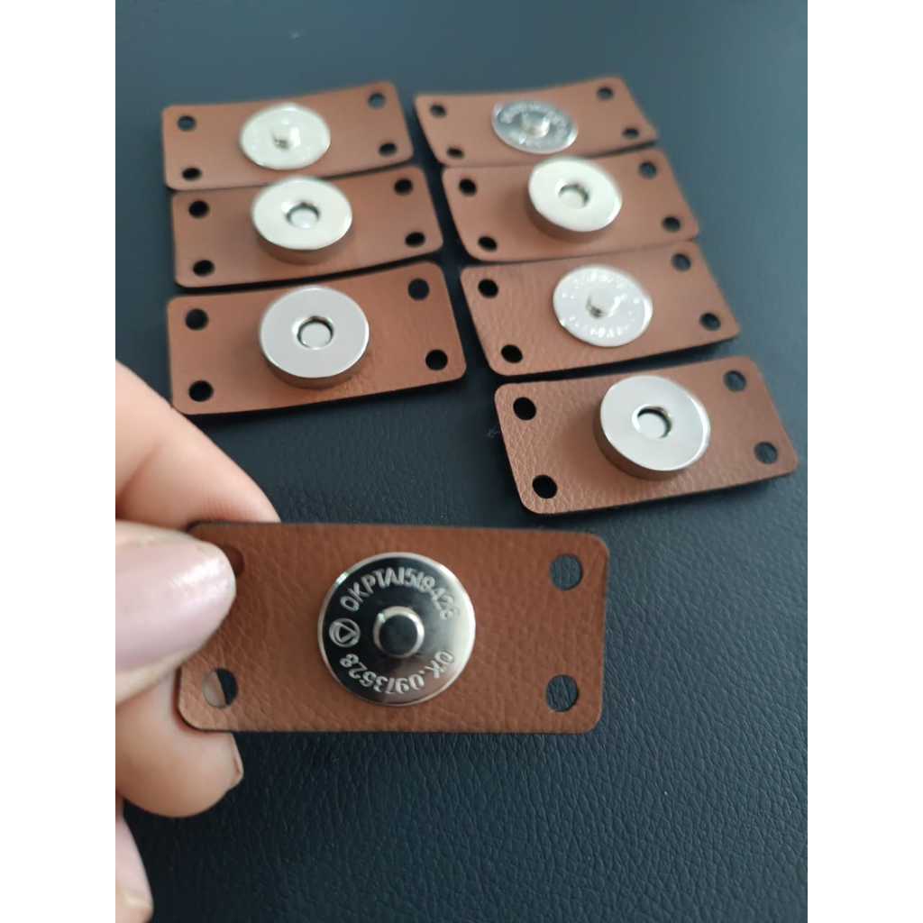 Botões Imã 18mm Para Bolsas de Crochê, para Artesanato Imantado com Base em Couro Sintético (2,5cmx5cm)