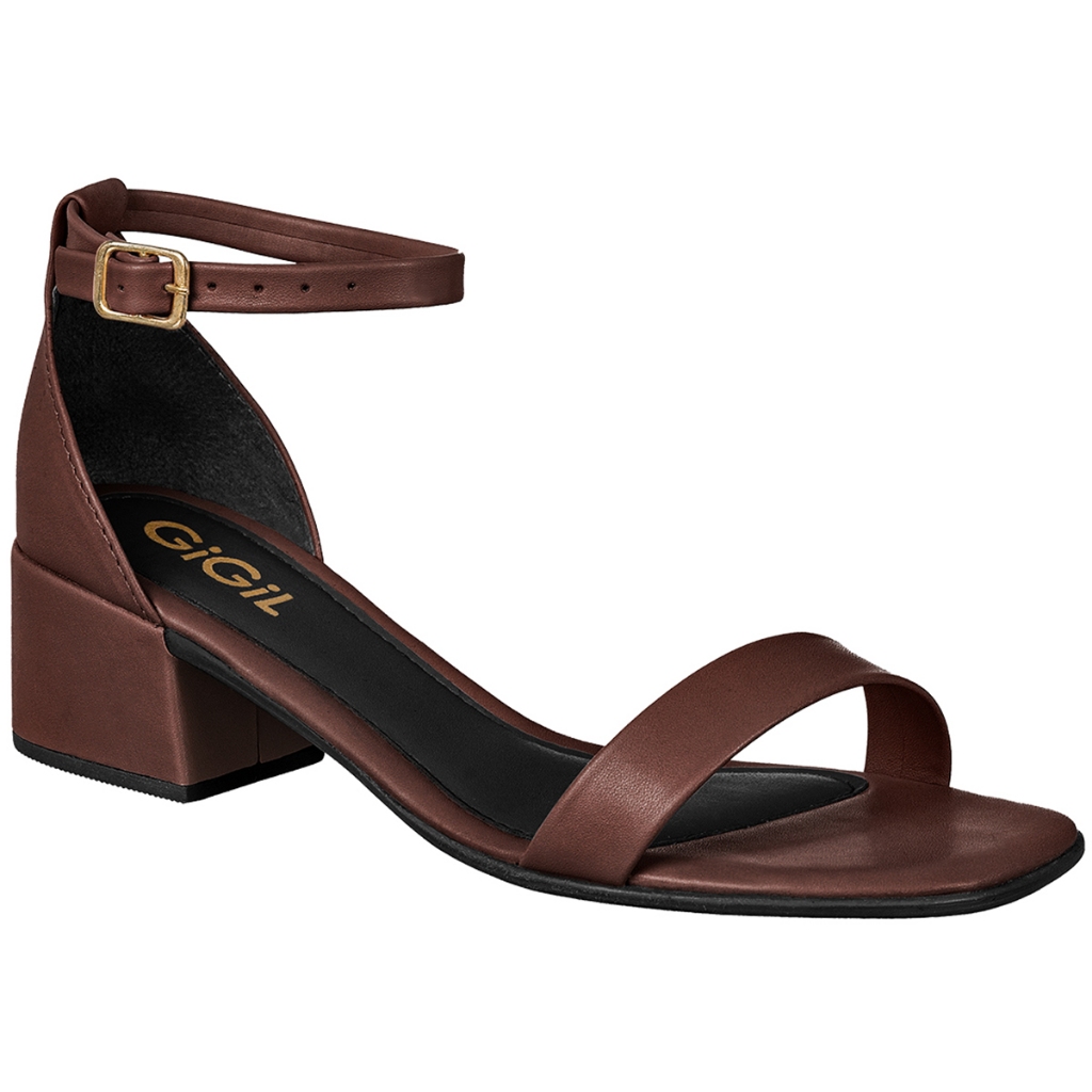 Sandália Feminina Salto Médio Grosso Bloco Traseiro Fechado Casual Clássica Básica Confortável GiGiL