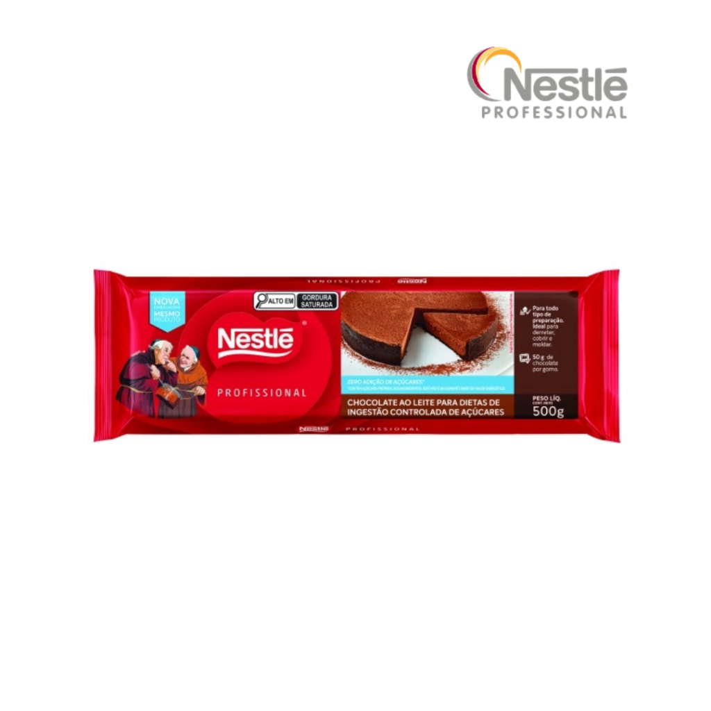 Chocolate Ao Leite Nestle Zero Açucar Dieta Restritiva Barra 500g Bolo Torta Doces Confeitaria
