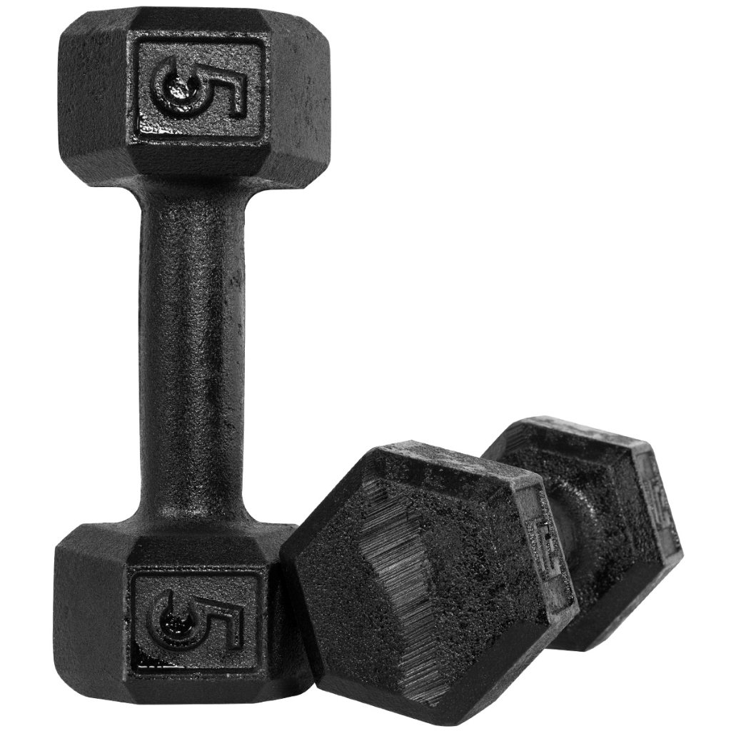 Halter Dumbell 5kg Sextavado Pintado Peso De Academia Para Treino Musculação