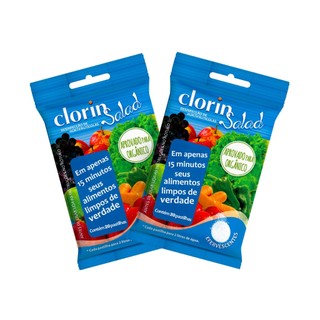 Kit Clorin Salad Higienização Alimentos Frutas Legumes Verduras com 20 Pastilhas