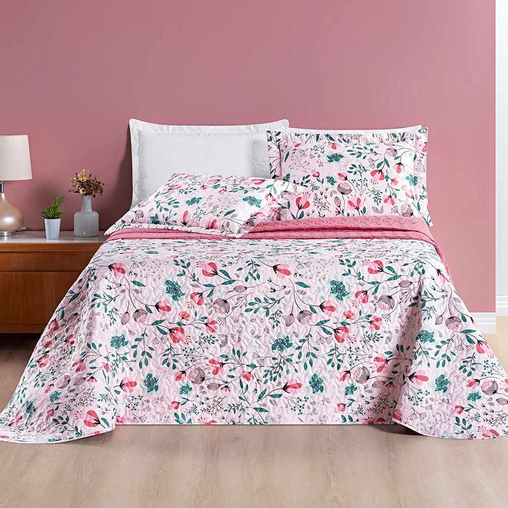 Cobre Leito 200 Fios Dupla Face 3 peças Estampado Floral Avere Casal Padrão Queen e King