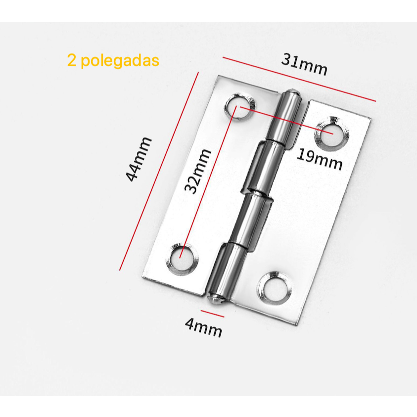 KIT Dobradiças Aço Inox N-304 2" p/ Portas e Móveis de Madeira (parafusos não incluídos) BAZARLY