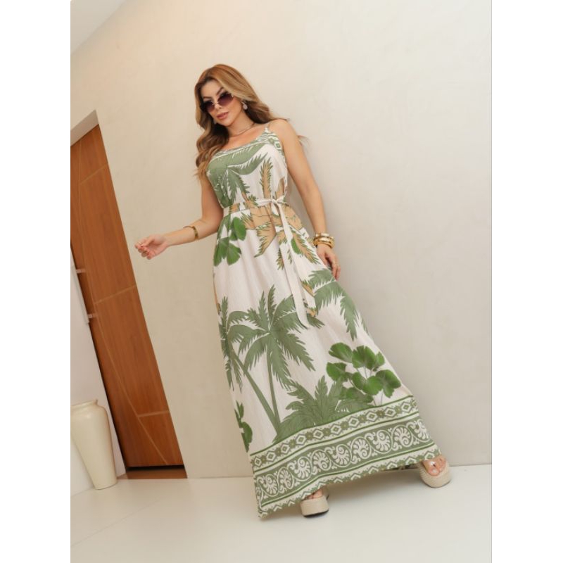 Vestido Estampado Novo Verão 260 em Oferta na Shopee