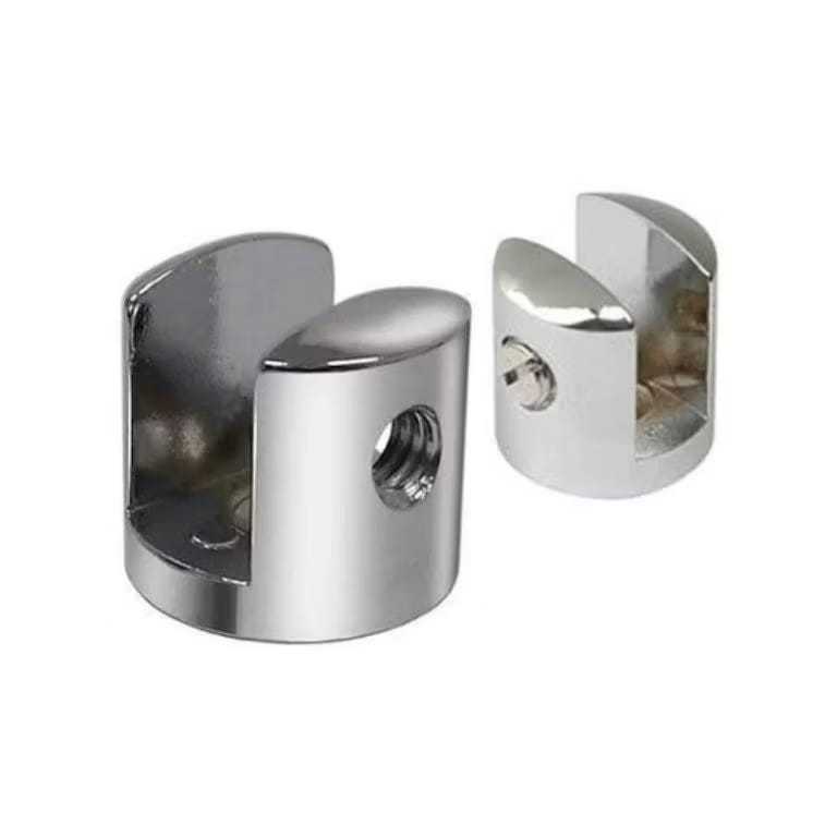 Suporte Fenda Compacta Para Prateleira De Vidro Pitão Cromado 8mm KIT COM 10 UNIDADES