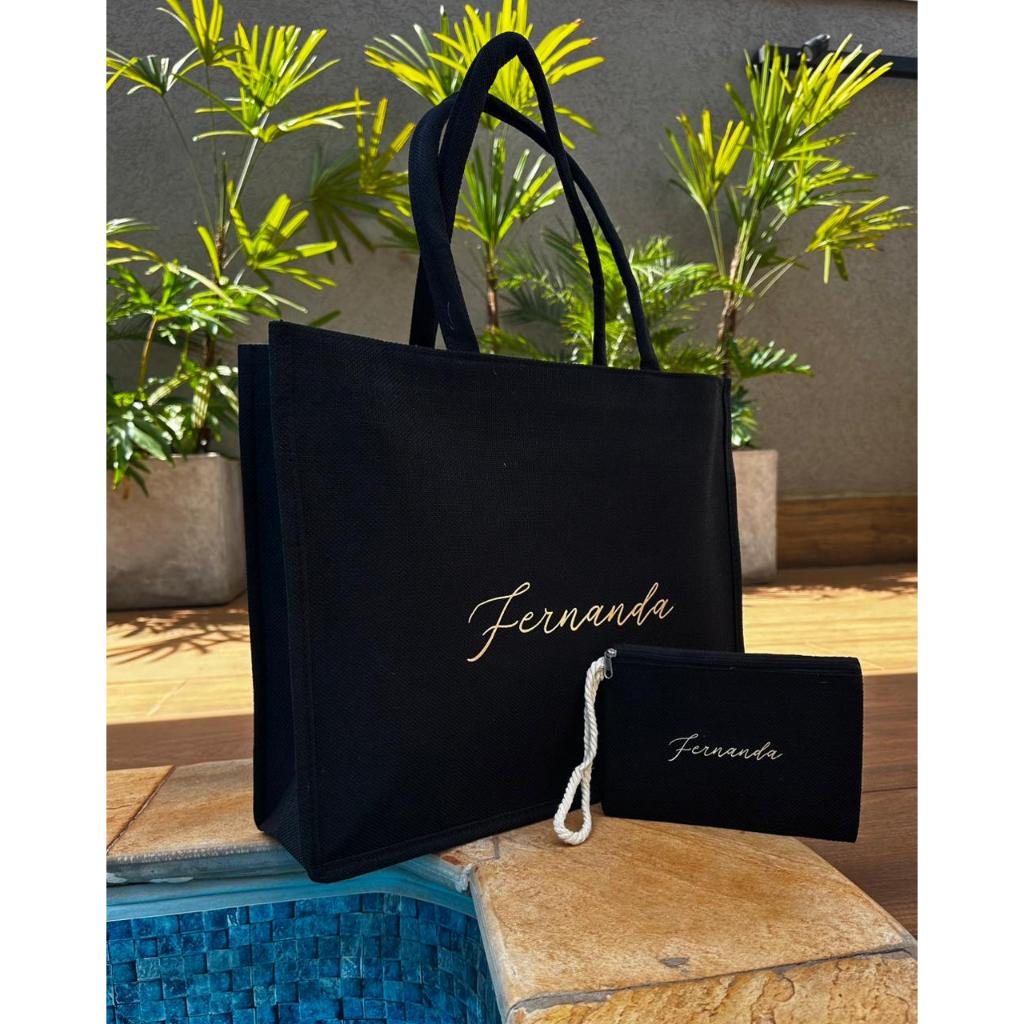 BOLSA PRAIA PERSONALIZADA + NECESSARIE NOME LOGO EMPRESA em Oferta na Shopee