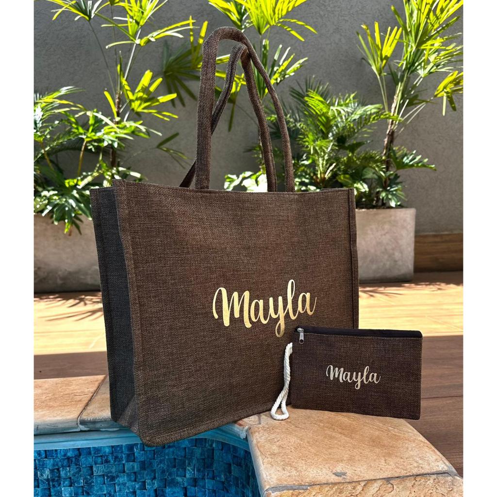 BOLSA PRAIA PERSONALIZADA + NECESSARIE NOME LOGO EMPRESA