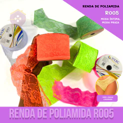 Renda De Poliamida R005 - 90mm - Rolo C/ 50 Mts - Bico Cigano, Carnaval, Fantasia