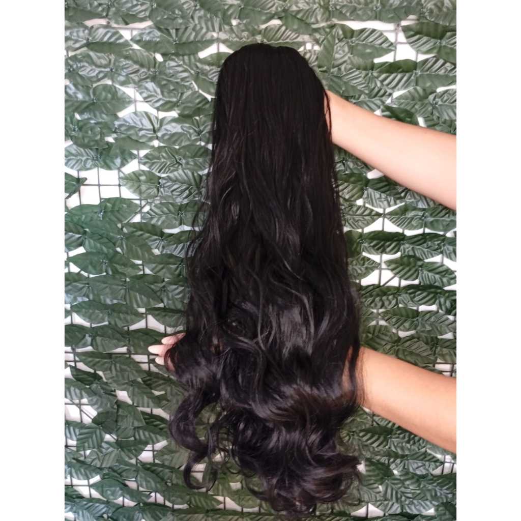 Aplique Mega Hair Ondulado Preto Cabelo Aplique Humanizado 50cm 100g Premium