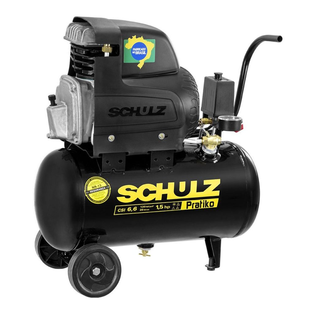 MOTOCOMPRESSOR DE AR PORTÁTIL CSI 6,6/20L PRATIKO MONOFÁSICO 1,5CV 60HZ 220V 915.0442-0 - SCHULZ