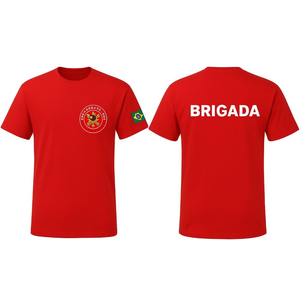 camiseta brigada camisa com bandeira no braço brasão na frente camisa para trabalho entrega imediata masculino feminino