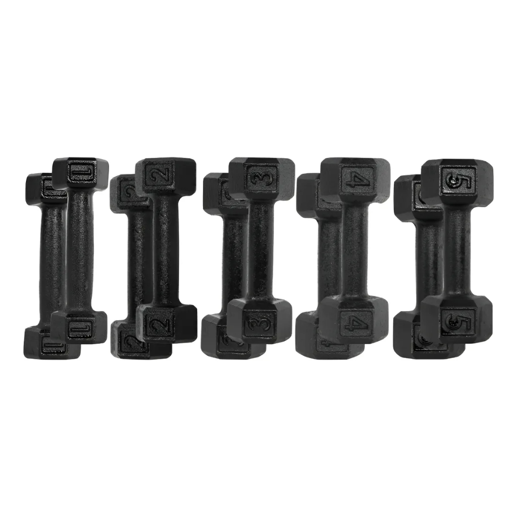 Par De Halteres Dumbell 1 a 5kg Sextavado Pintado Peso de Academia Para Treino Musculação