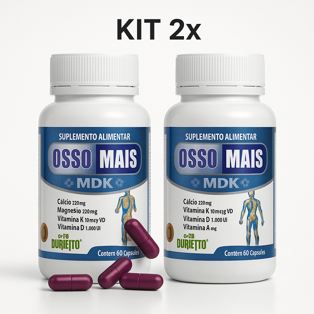 Cálcio, Vitamina D, Magnésio e Potássio - Suplemento Alimentar Osso Mais MDK Cálcio