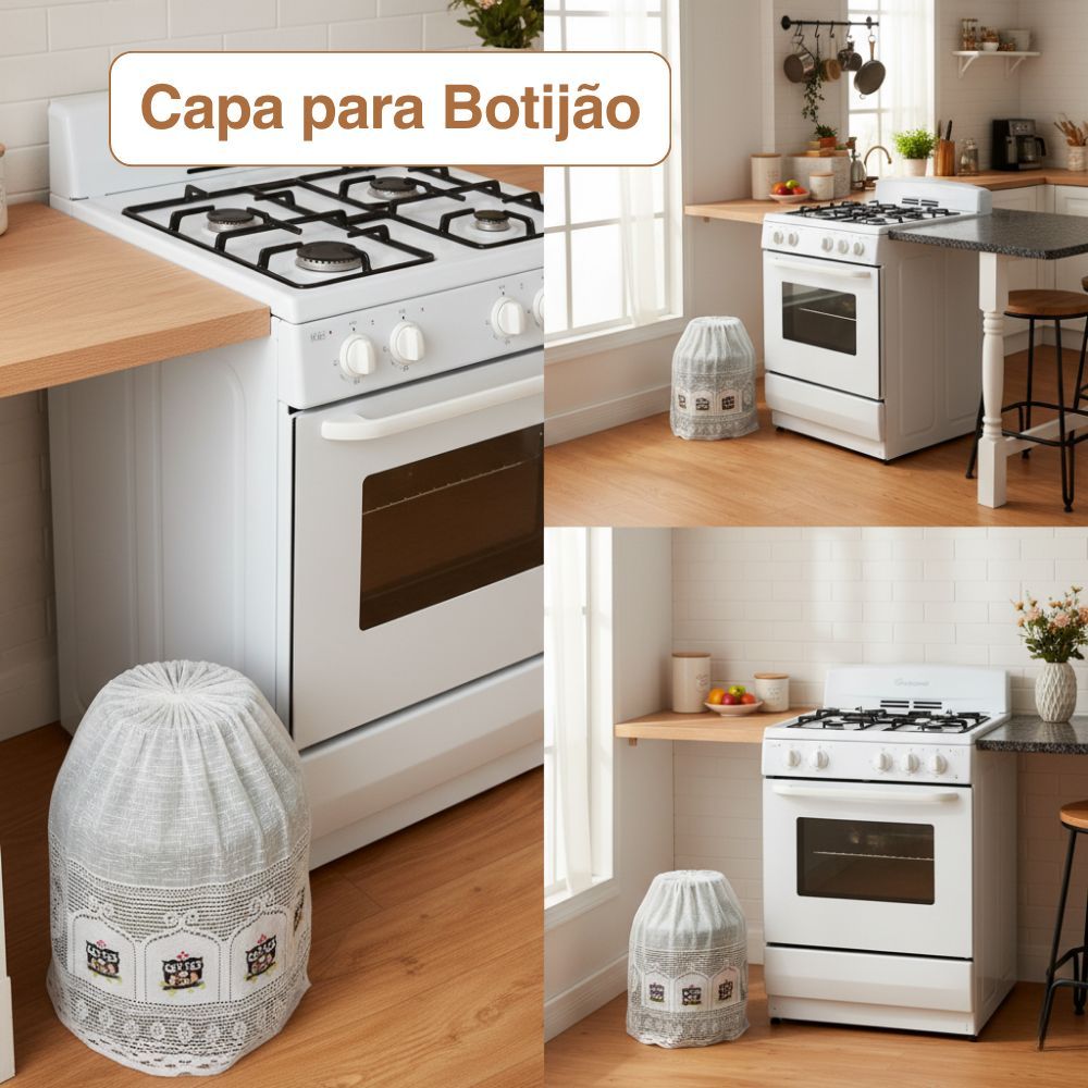 Capa de Botijão de Gás Renda 13kg Luxo Premium Para Cozinha Decorativa