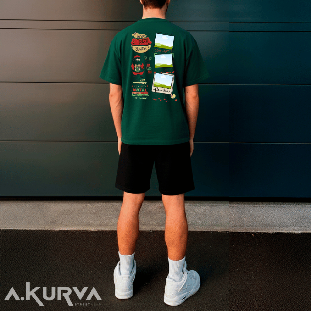 Conjunto Camisa + Bermuda Tactel Estampada Presente Natalino Casual Camiseta 100% Algodão + Short Mauricinho