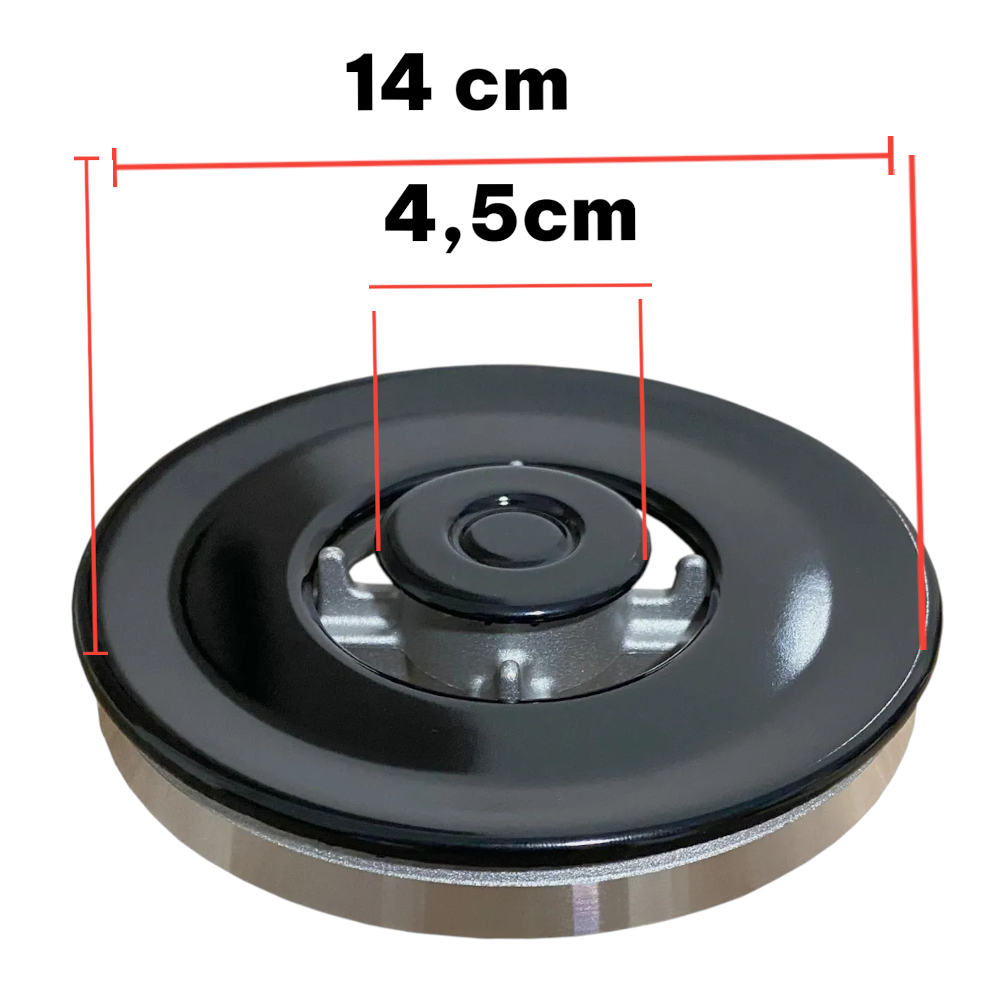 Kit Queimador/difusor e Espalhador fogao Cooktop Fischer Tripla Chama –(boca central/ boca maior)