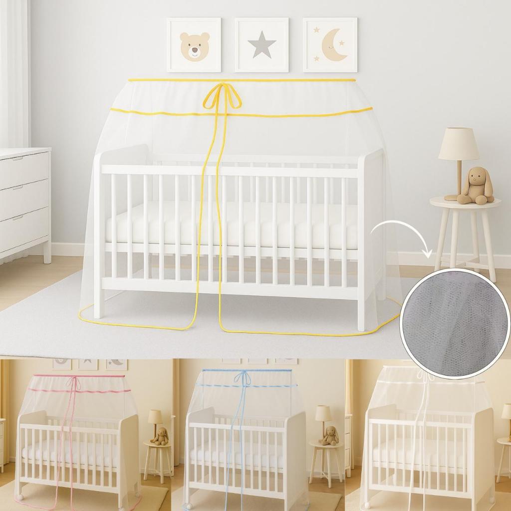 Mosquiteiro Tule Para Berço Americano Com Viés Na Volta Toda