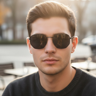 Oculos de Sol Hexagonal Premium Preto Blogueira Tendencia Classico Retro Uv400 Feminino Masculino em Oferta na Shopee
