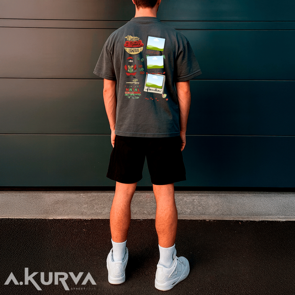 Conjunto Camiseta + Short Tactel Estampado Natalina Camisa Básica Costura Reforçada + Short Mauricinho De Presente