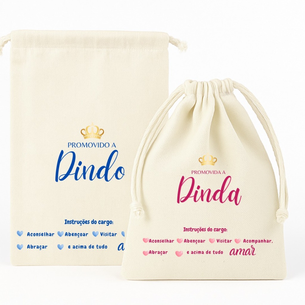 Saquinhos lembrancinha promovida a dinda dindo batizado lembrancinha presente mimo convite em Oferta na Shopee