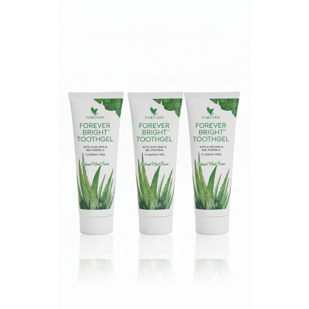 03 Creme Gel Dental Babosa Aloe Vera Forever Bright Toothgel Pasta Natural Sem Flúor
