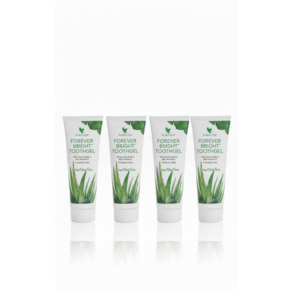 04 Creme Gel Dental Babosa Aloe Vera Forever Bright Toothgel Pasta Natural Sem Flúor