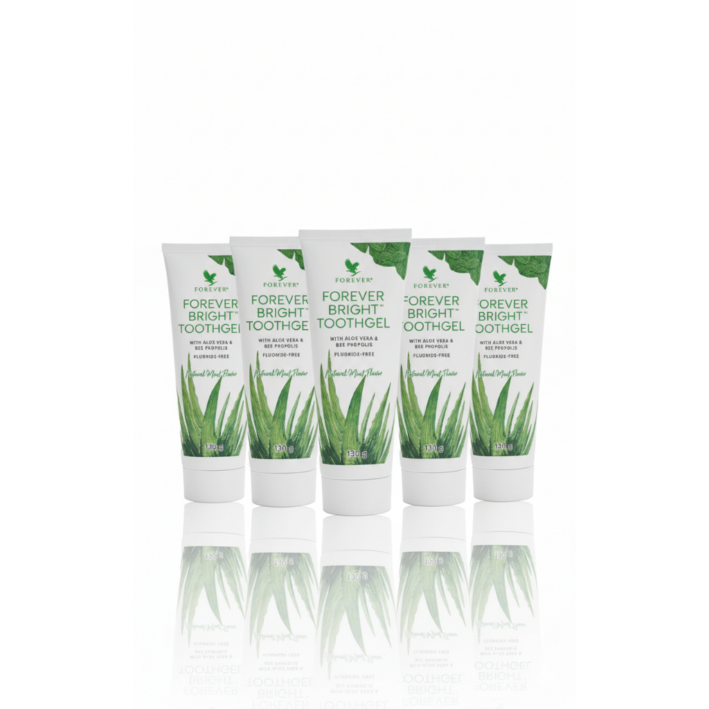 05 Creme Gel Dental Babosa Aloe Vera Forever Bright Toothgel Pasta Natural Sem Flúor