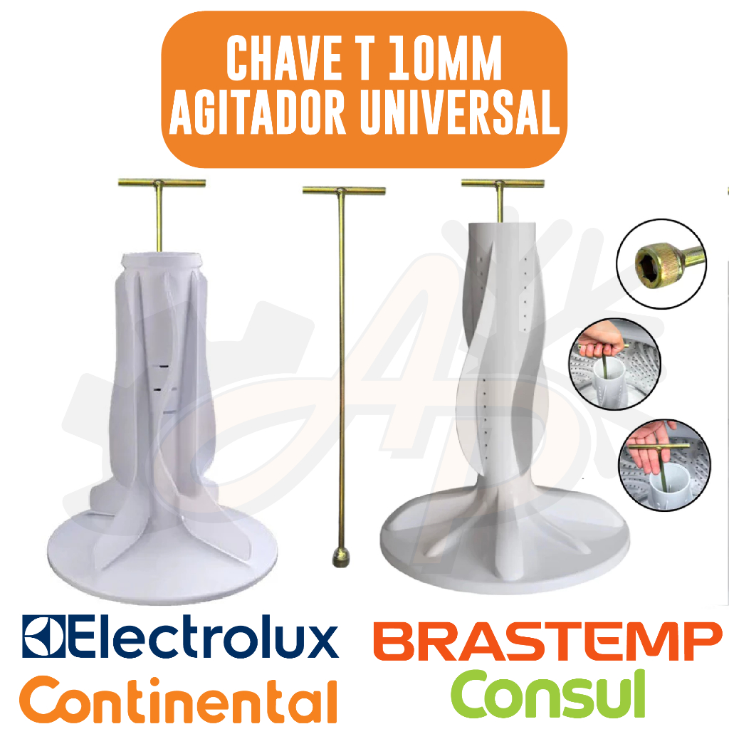 Imagem Chave T 10mm Longa Universal 48cm / 62cm para Agitador Lavadora de Roupas todas principais marcas