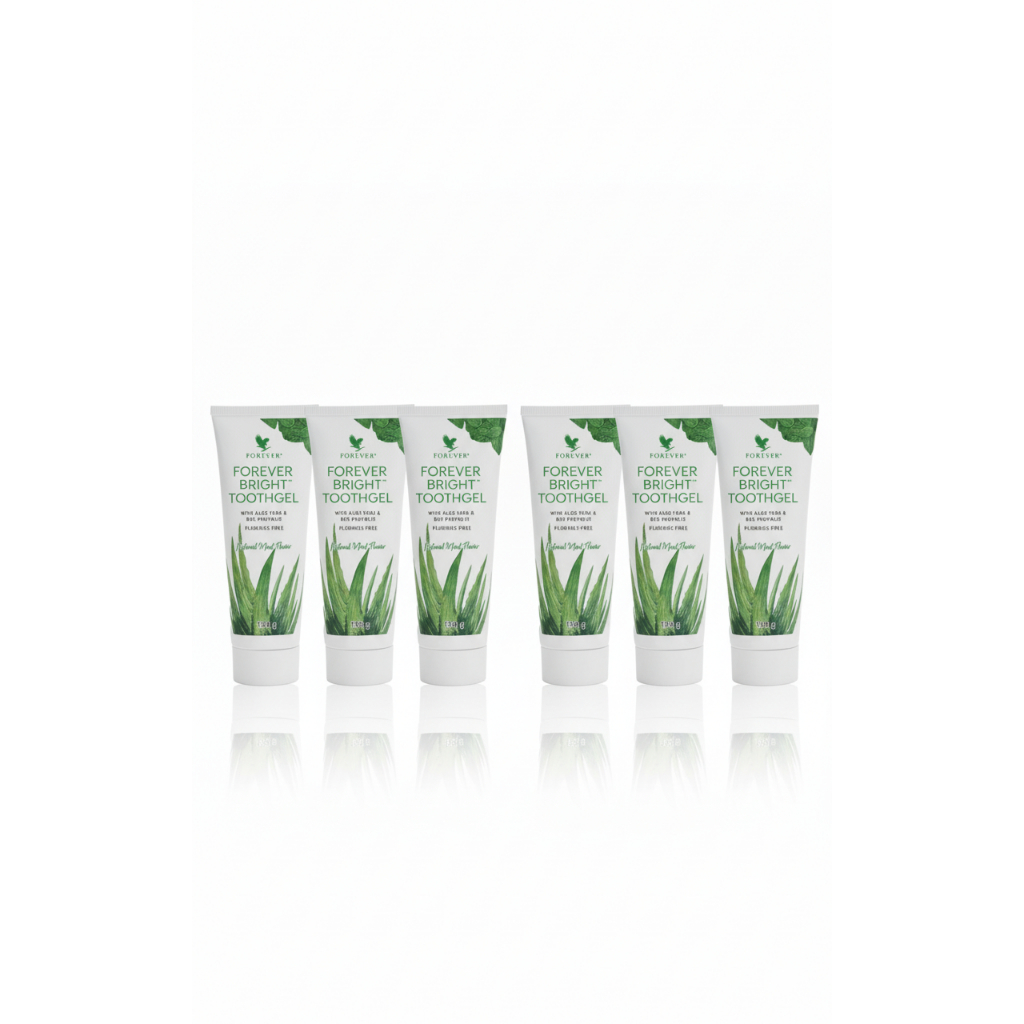 06 Creme Gel Dental Babosa Aloe Vera Forever Bright Toothgel Pasta Natural Sem Flúor