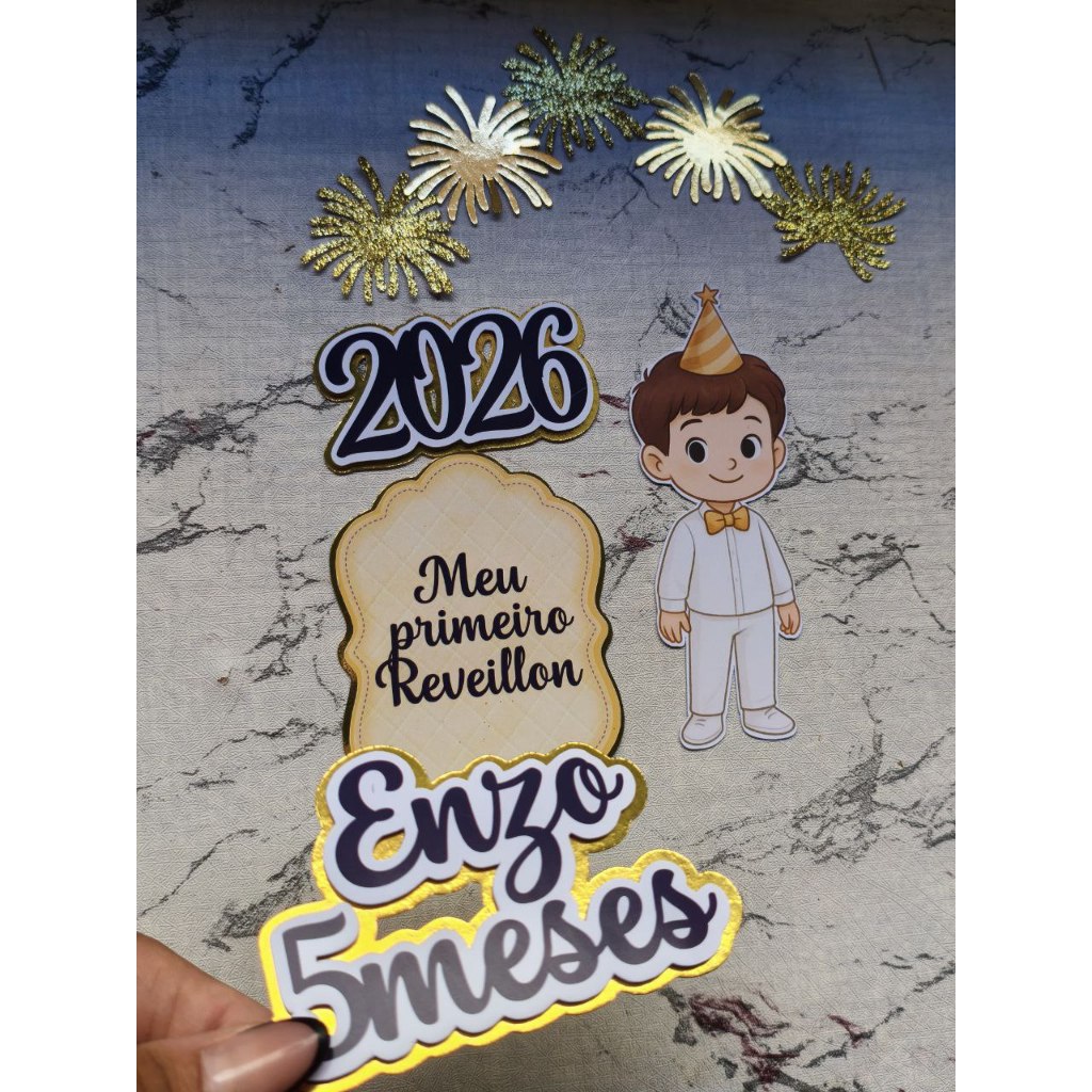 TOPO DE BOLO FELIZ ANO / NOVO FELIZ 2026 - TOPPER DE FELIZ 2026