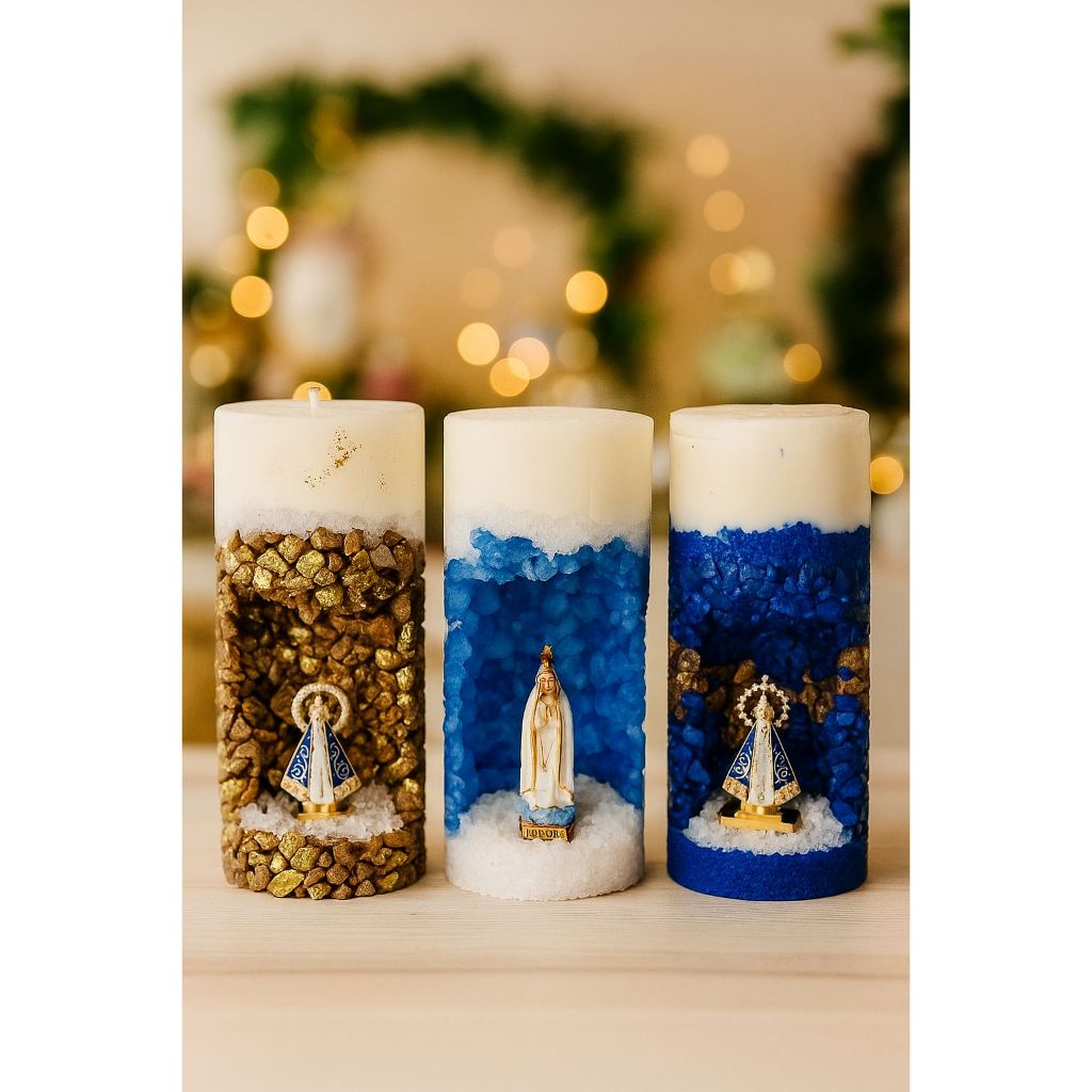 Vela Santuário Luminária Nossa Senhora Aparecida Perfumada ARTESANAIS Gruta Oratório