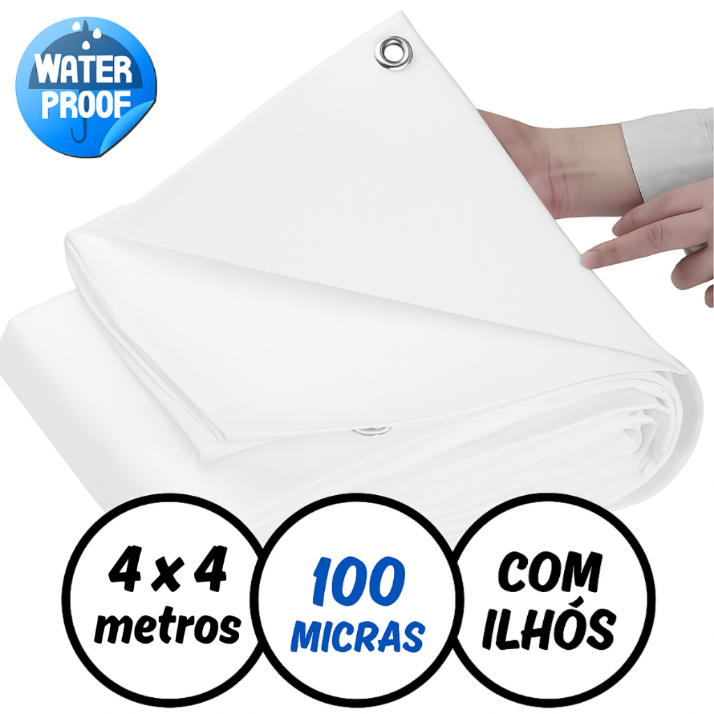 Lona Branca Impermeável 4 x 4 Metros com Ilhós Reforçados em Oferta na Shopee