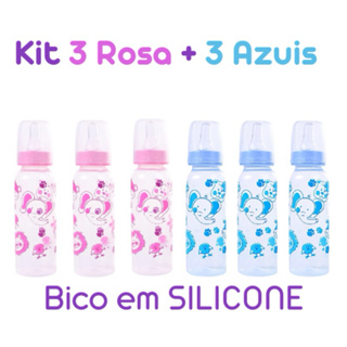 Kit 3 ou Kit 6 Mamadeiras Barato Menino e Menina Petita Anplas 240ml livre de BPA bico em SILICONE | Cha de bebe em Oferta na Shopee