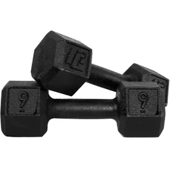 Halter Dumbell 9kg Sextavado Pintado Peso De Academia Para Treino Musculação