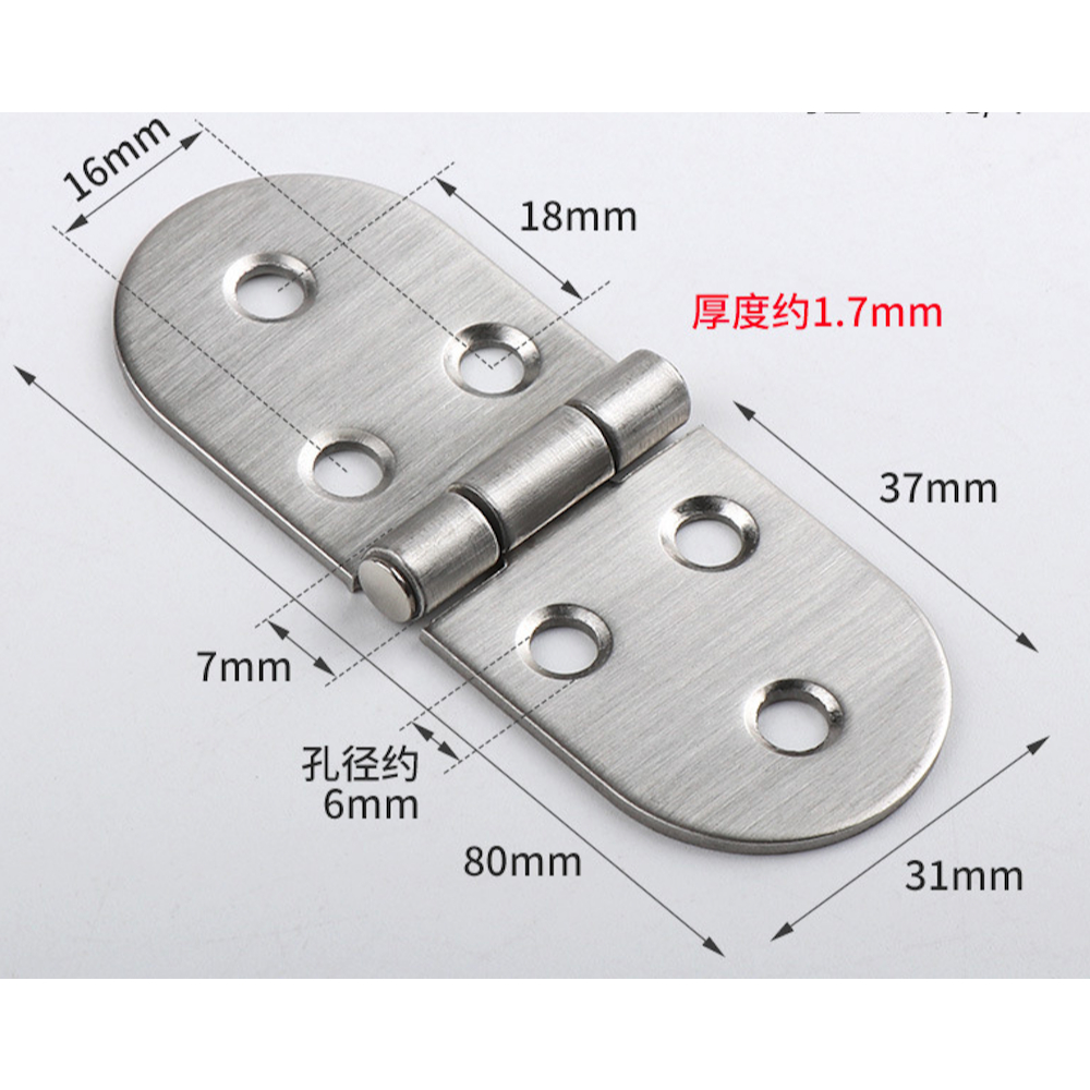 Dobradiças Aço Inox N-304 P/Portas e Móveis de Madeira (Parafusos Não Incluídos) OMEGA3