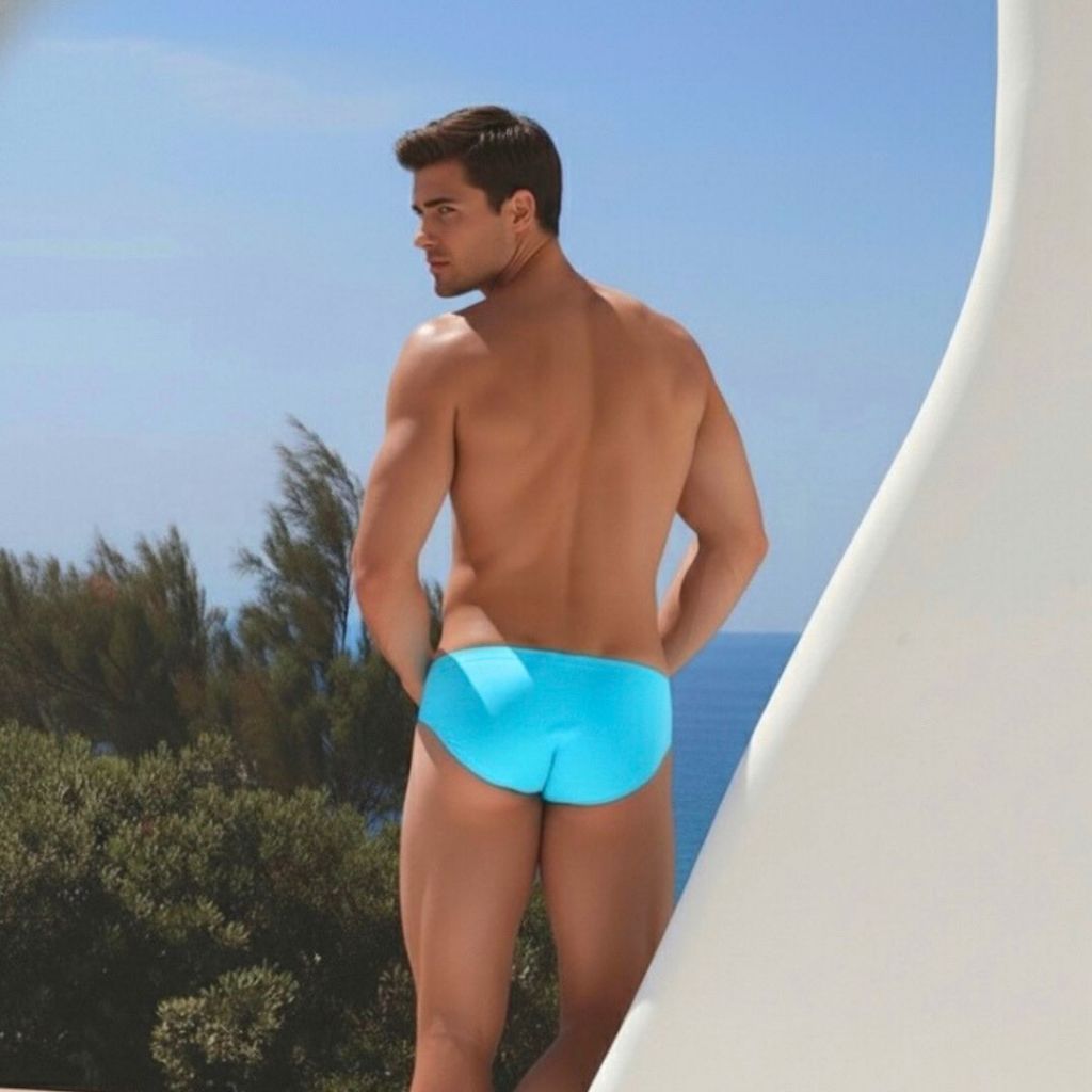 SUNGA SLIP AZUL BABY SERENITY BEBE SLIM CAVADA VERÃO 2025 Masculina slim  Moda Praia masculina lisa slip forro fre