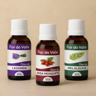 Kit Óleo Vegetal Rosa Mosqueta Melaleuca e Lavanda 30ml cada em Oferta na Shopee