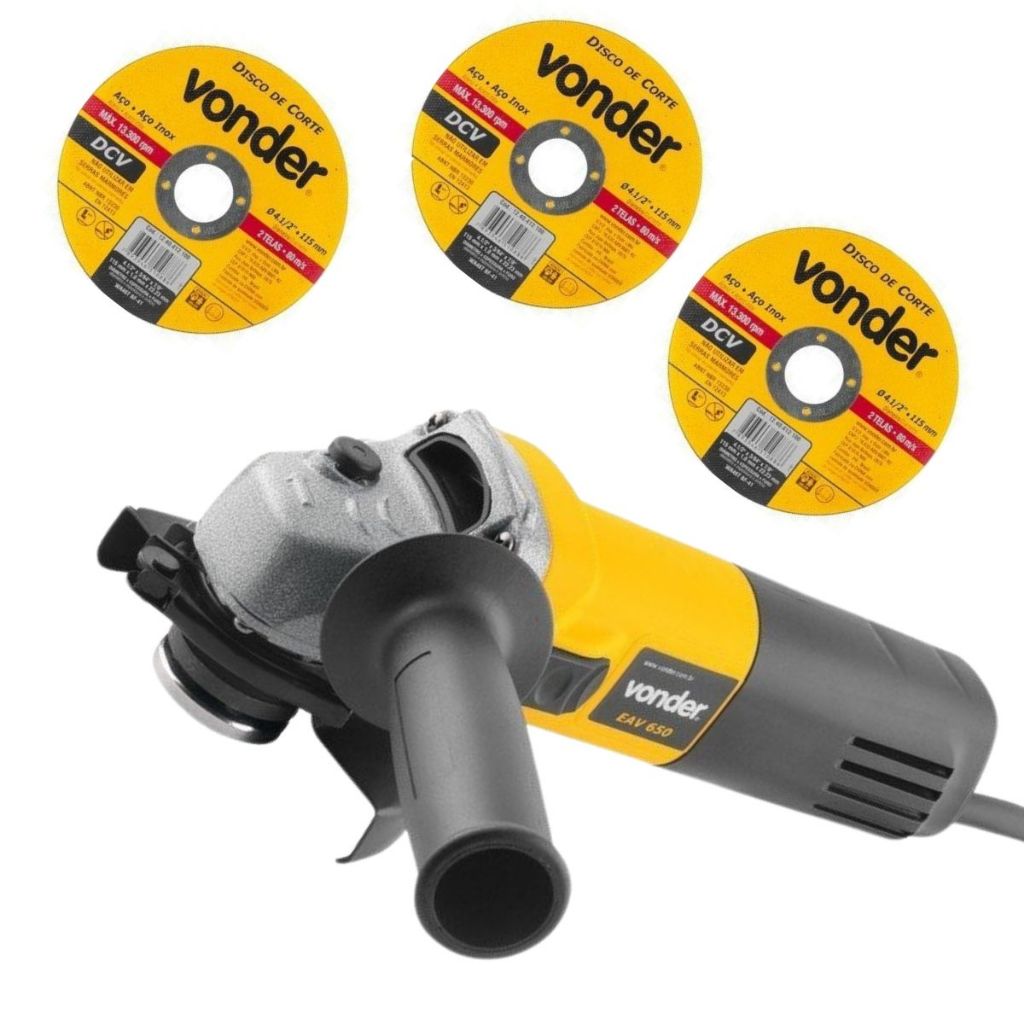 Esmerilhadeira Angular 4.1/2 650w Eav650 Vonder Com 3 Discos 220v