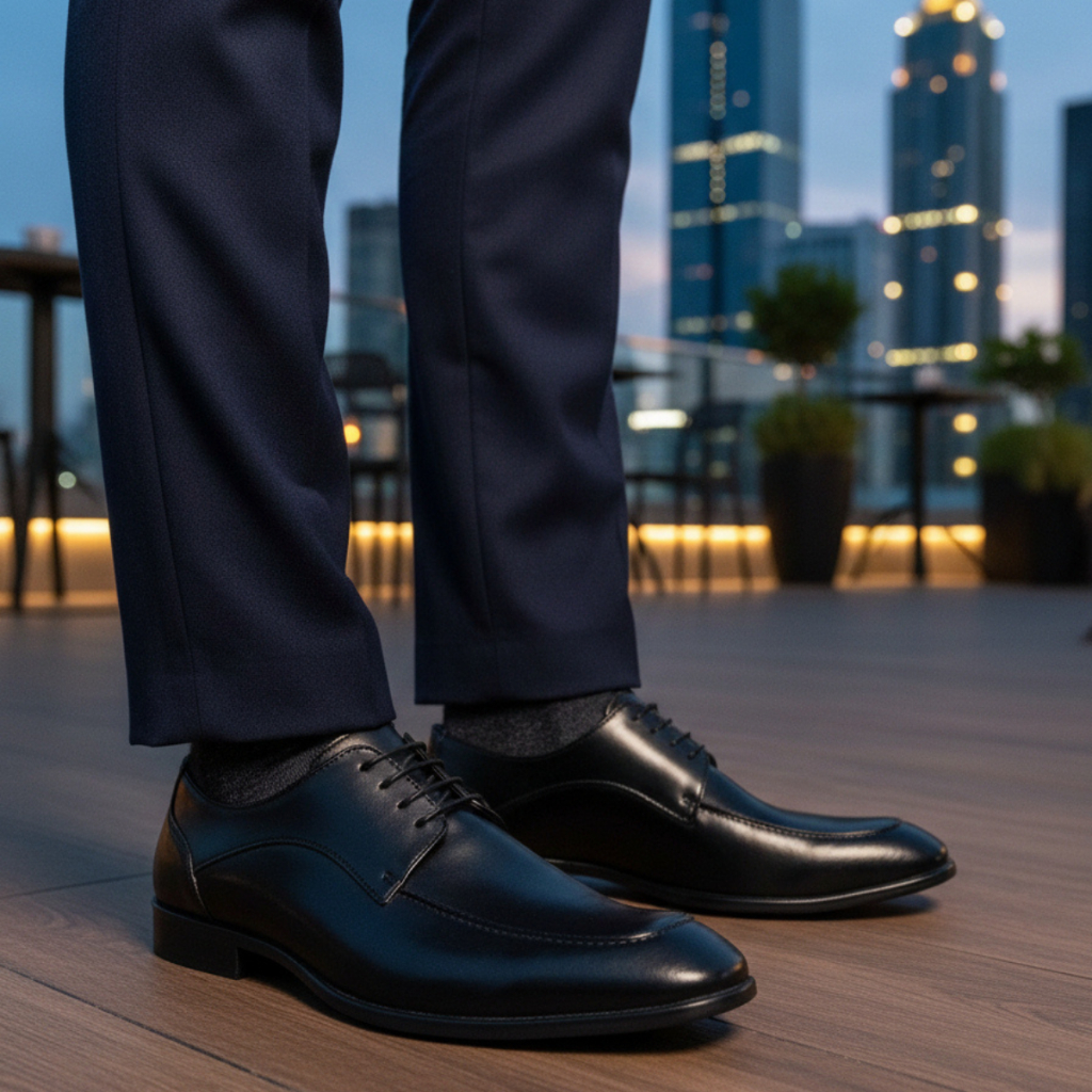 Sapato Social Masculino em Couro Premium Oxford de Amarrar Sola de Borracha Confortável Macio