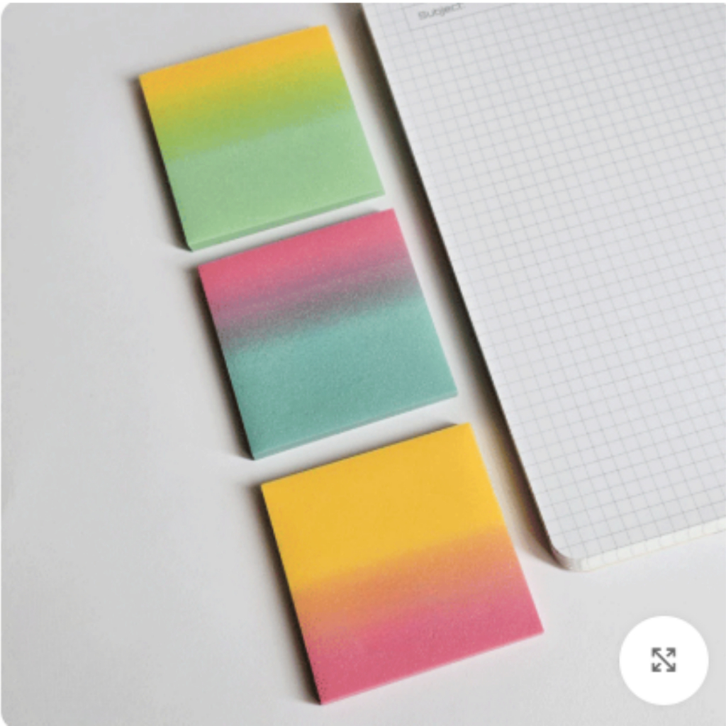 3 Blocos Adesivos Degradê com Glitter – 50 Folhas – Notas Coloridas para Estudos e Organização