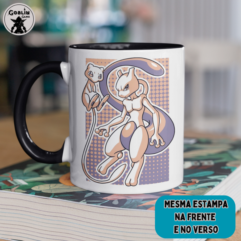 Caneca Pokemon Evoluções Mew Mewtwo 01 Gamer Nerd Geek Caneca Café Chá Cerâmica Presente Criativo