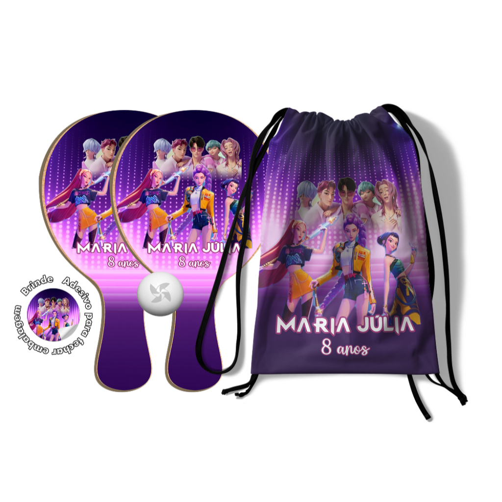 7/10/15/20/25 Kit Mochilinha e Raquetes Ping Pong - Guerreiras do K Pop