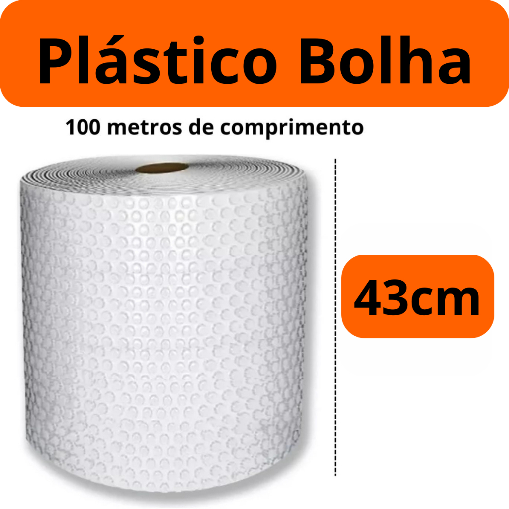 Plástico Bolha Bobina 43cm X 100 Metros E-commerce Variação 25 Micras Mudança