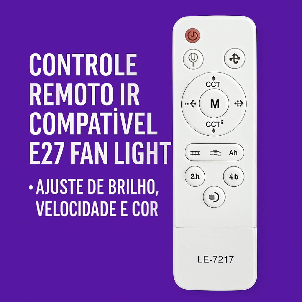Controle Remoto Ventilador IR Compatível E27 Fan Light | Ajuste de Cor e Escurecimento para Luzes de Teto em Oferta na Shopee